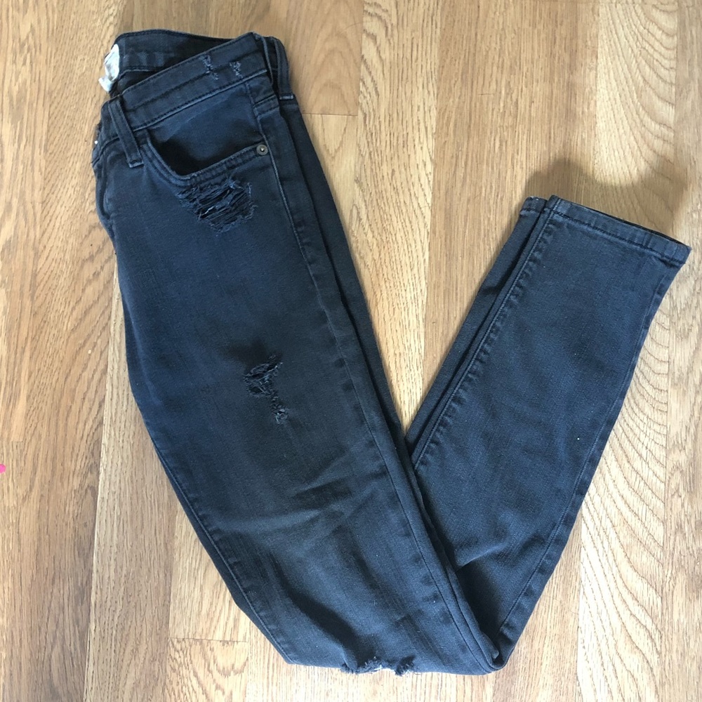 Current Elliott black distress skinny jeans Sz 26